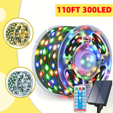 1pc 110FT300LED outdoor Christmas lights IPX4 Christmas tree lights, 8modes remote timer with remote control, fairy lights, for outdoor Christmas decorations House yard (multi-color) Oversized 1200MA