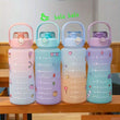 1500ml Gradient Color Sports Water Bottle, Frosted PET Material with Pop Cap and Straw, Large Capacity, Ideal for Gym, Sports, and Daily Hydration - Includes Random Stickers
