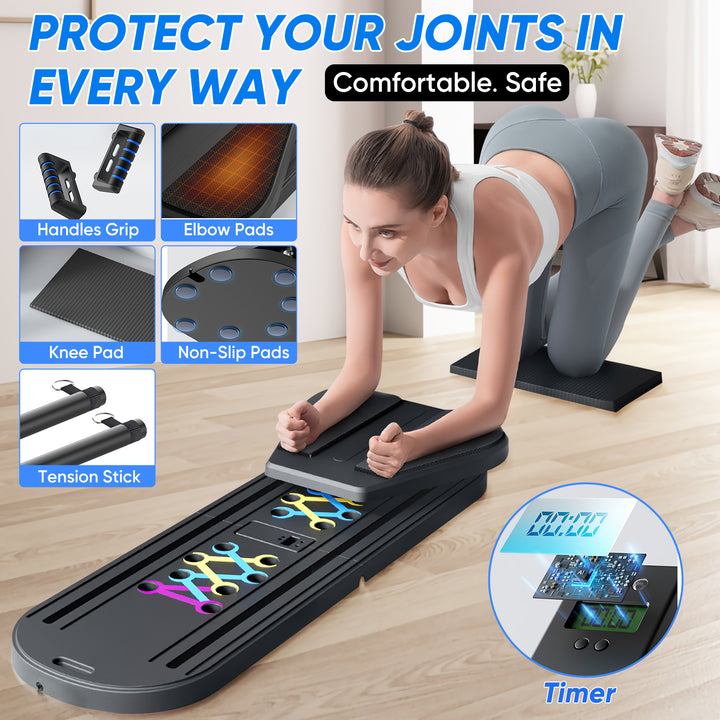 6-in-1 Pilates Board Set with Counter, Multifunctional Home Workout Kit with Accurate Rep Tracking, Portable & Foldable Body Toning Equipment