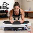 Multi-Functional Vibration Plate 120-Speed Adjustable 8-10mm Effective Vibration Range with Music Mode 200W Power Supports 120kg Includes Yoga Mat + Resistance Bands + Remote, Vibration Plate Exercise Machine for Women, Fitne