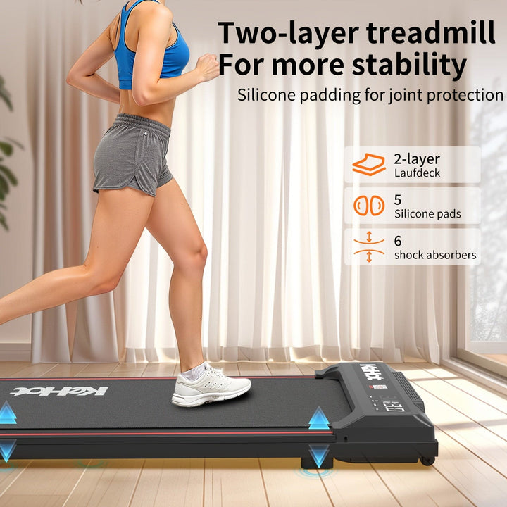Upgraded Large-Size Home Walking Treadmill with Built-in Music & Multi-Function LED