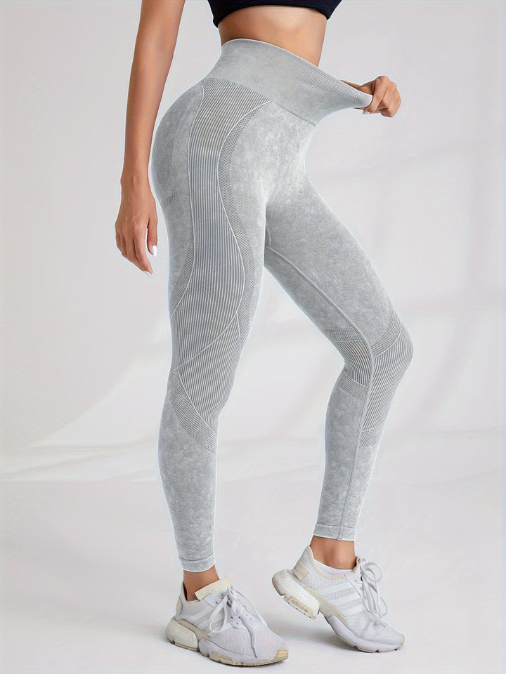 3PCS Womens Hiden Scrunch Sand Wash Print Yoga Pants - Stretchy, Seamless Leggings For Fitness, Running