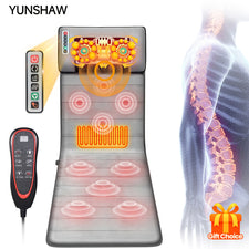YUNSHAW Full Body Massager Mat with Heat & Movable Shiatsu Neck Back Massager Pillow, Lumbar Traction & Relax,9 Vibration Motors & Back Heating Pad,Full Body Massager for Neck Back Waist Hip Leg, Massage Gift For Mom/Dad/Wome