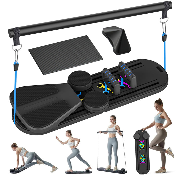6-in-1 Pilates Board Set with Counter, Multifunctional Home Workout Kit with Accurate Rep Tracking, Portable & Foldable Body Toning Equipment