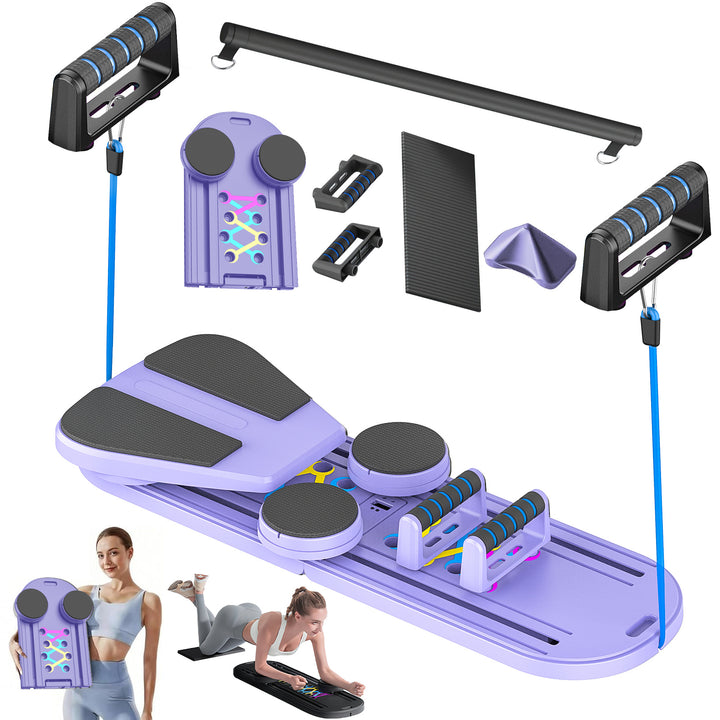6-in-1 Pilates Board Set with Counter, Multifunctional Home Workout Kit with Accurate Rep Tracking, Portable & Foldable Body Toning Equipment