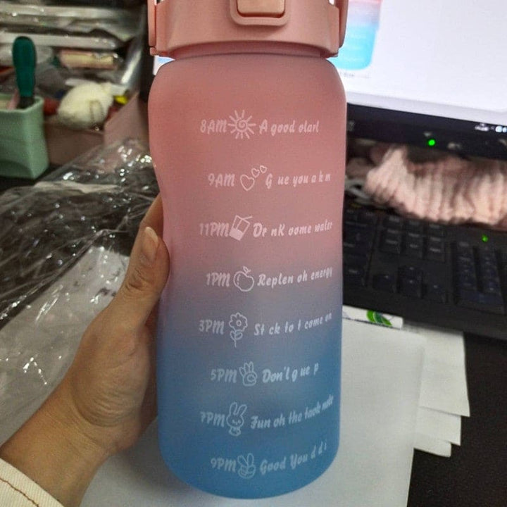 1500ml Gradient Color Sports Water Bottle, Frosted PET Material with Pop Cap and Straw, Large Capacity, Ideal for Gym, Sports, and Daily Hydration - Includes Random Stickers