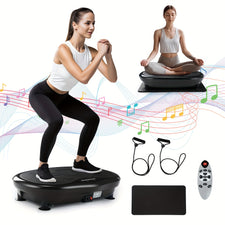 Full-Body Vibration Machine with 120 Speed Levels & 200W Motor - Home Fitness Platform for Weight Loss, Toning, Core Workouts - App-Controlled, Quiet Operation w/Resistance Bands, Yoga Mat & Music Speaker (Black) - Compatible