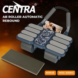 Central AB Roller Wheel for Ab Workouts, 4-Wheel Abdominal Trainer with Elbow Support Pads & Automatic Rebound,
