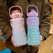 1500ml Gradient Color Sports Water Bottle, Frosted PET Material with Pop Cap and Straw, Large Capacity, Ideal for Gym, Sports, and Daily Hydration - Includes Random Stickers