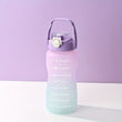 1500ml Gradient Color Sports Water Bottle, Frosted PET Material with Pop Cap and Straw, Large Capacity, Ideal for Gym, Sports, and Daily Hydration - Includes Random Stickers