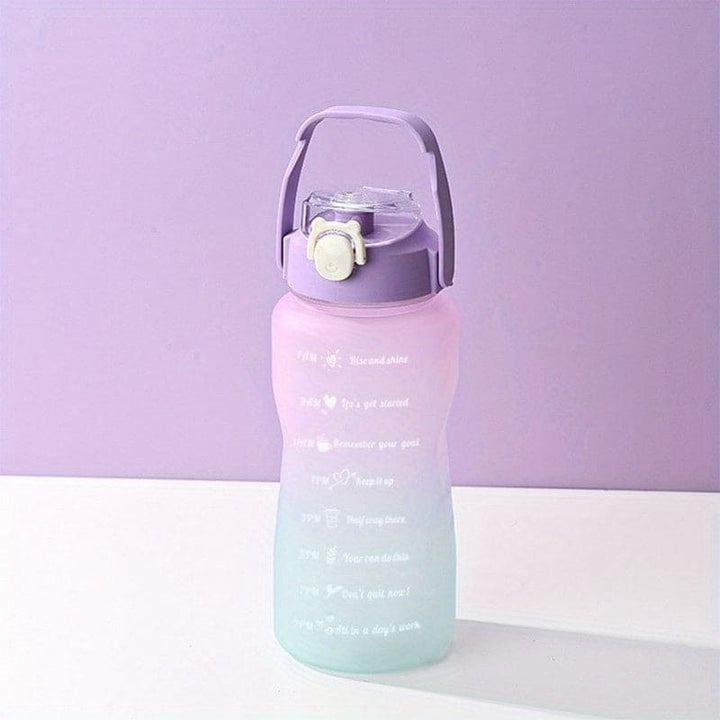 1500ml Gradient Color Sports Water Bottle, Frosted PET Material with Pop Cap and Straw, Large Capacity, Ideal for Gym, Sports, and Daily Hydration - Includes Random Stickers