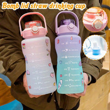 1500ml Gradient Color Sports Water Bottle, Frosted PET Material with Pop Cap and Straw, Large Capacity, Ideal for Gym, Sports, and Daily Hydration - Includes Random Stickers