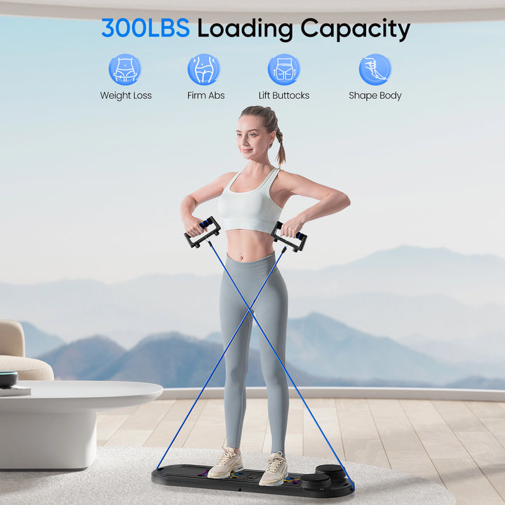 6-in-1 Pilates Board Set with Counter, Multifunctional Home Workout Kit with Accurate Rep Tracking, Portable & Foldable Body Toning Equipment