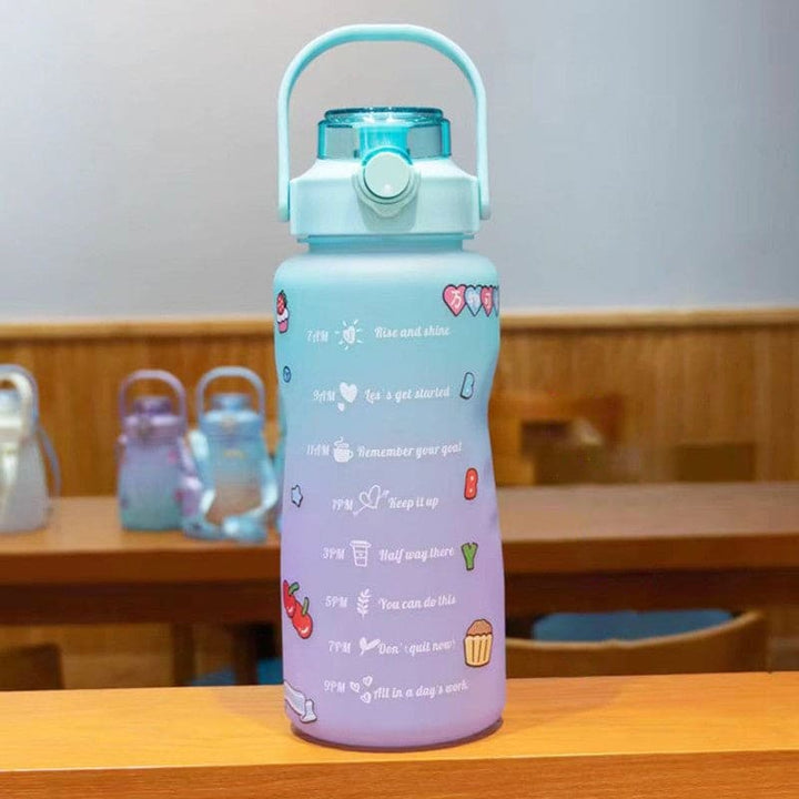 1500ml Gradient Color Sports Water Bottle, Frosted PET Material with Pop Cap and Straw, Large Capacity, Ideal for Gym, Sports, and Daily Hydration - Includes Random Stickers