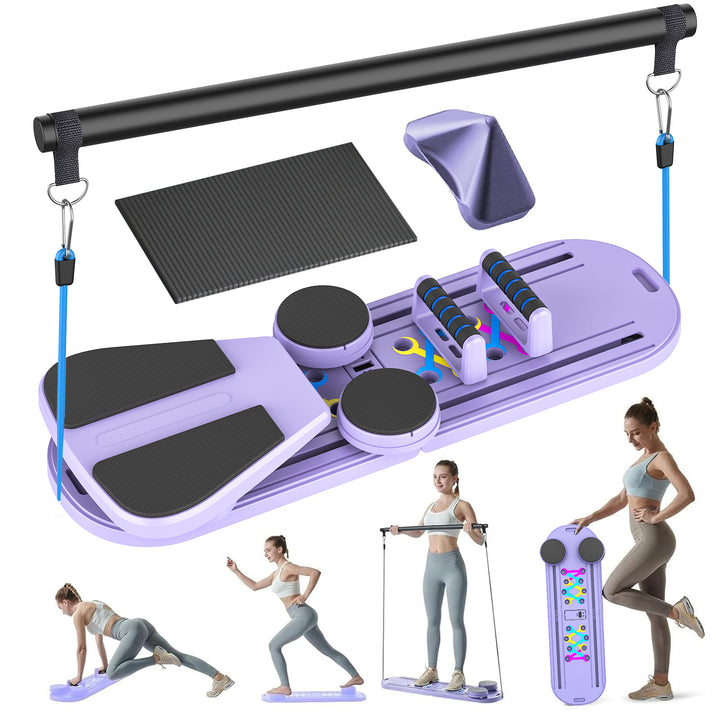 6-in-1 Pilates Board Set with Counter, Multifunctional Home Workout Kit with Accurate Rep Tracking, Portable & Foldable Body Toning Equipment