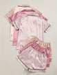3 Sets Satin Pajama Set, Short Sleeve Lapel Top & Elastic Waistband Shorts, Women's Sleepwear & Loungewear