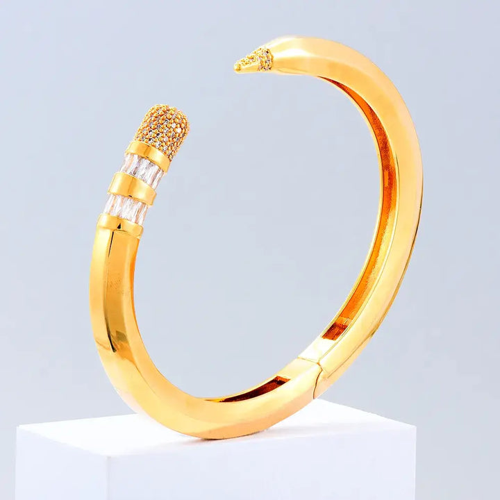 Trendy Cubic Zircon Crystal  Pencil cuff Bangle