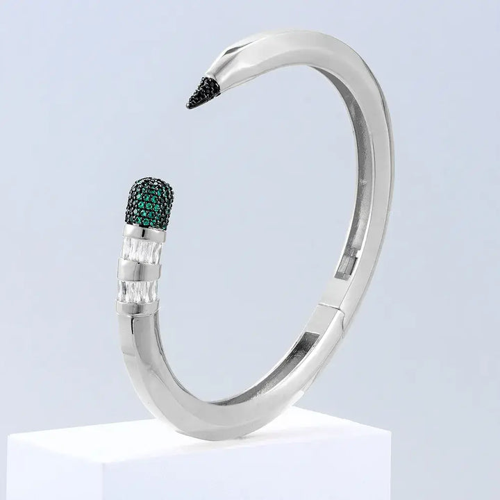 Trendy Cubic Zircon Crystal  Pencil cuff Bangle