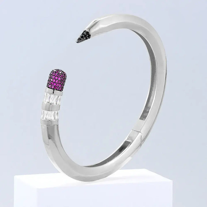 Trendy Cubic Zircon Crystal  Pencil cuff Bangle