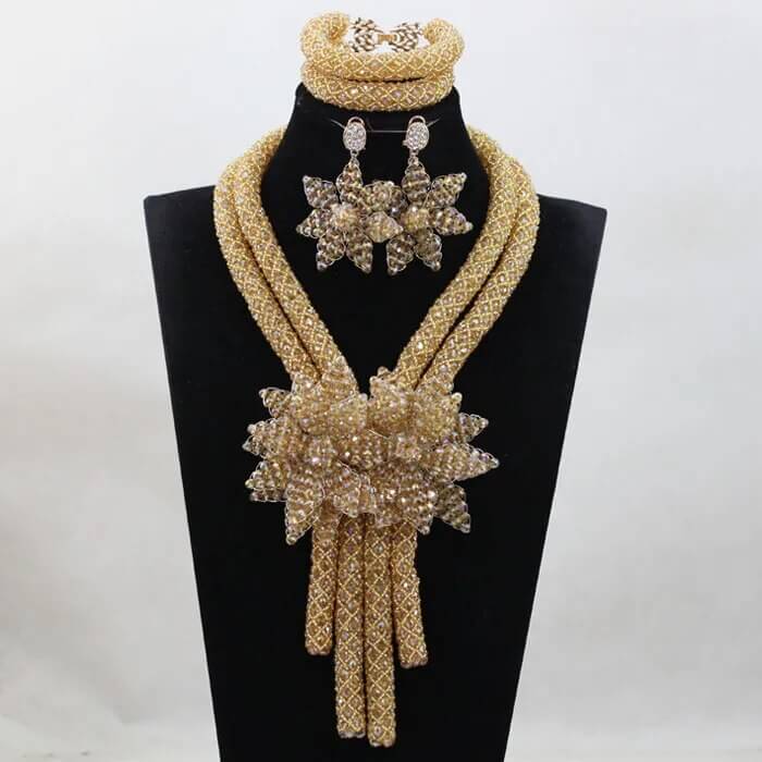 African Crystal  Beads Statement Bib Jewelry Sets