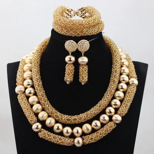 African Crystal  Beads Statement Bib Jewelry Sets