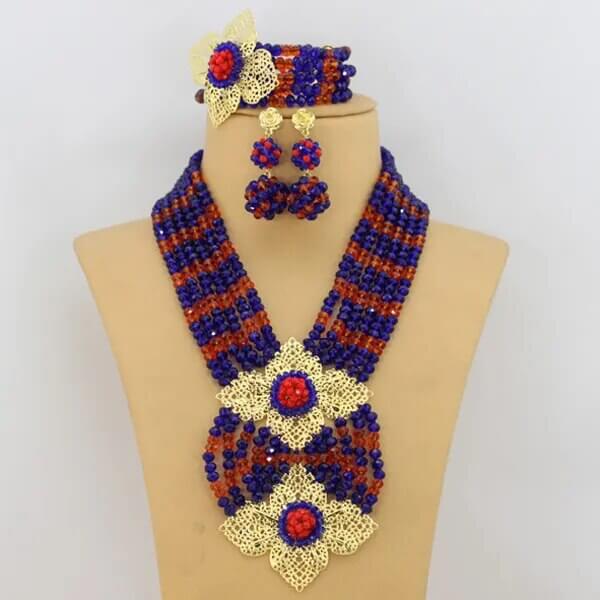 Jewelry Set Orange Nigerian Wedding beads