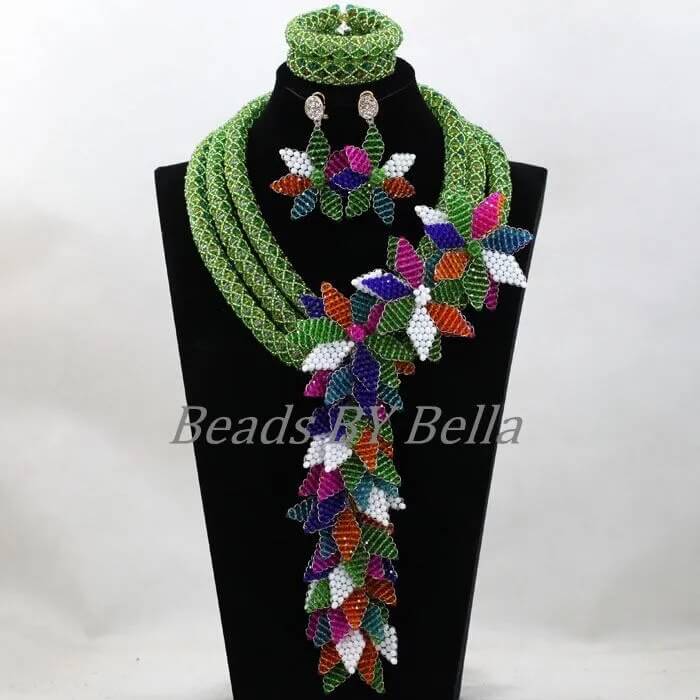 Wedding Beads Green Crystal Luxury set