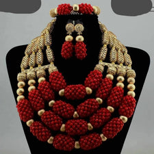 African Coral Beads Jewelry Set