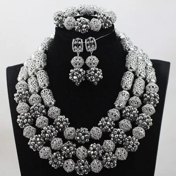 African Crystal  Beads Statement Bib Jewelry Sets