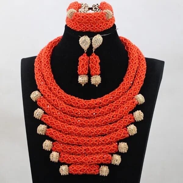 African Crystal  Beads Statement Bib Jewelry Sets