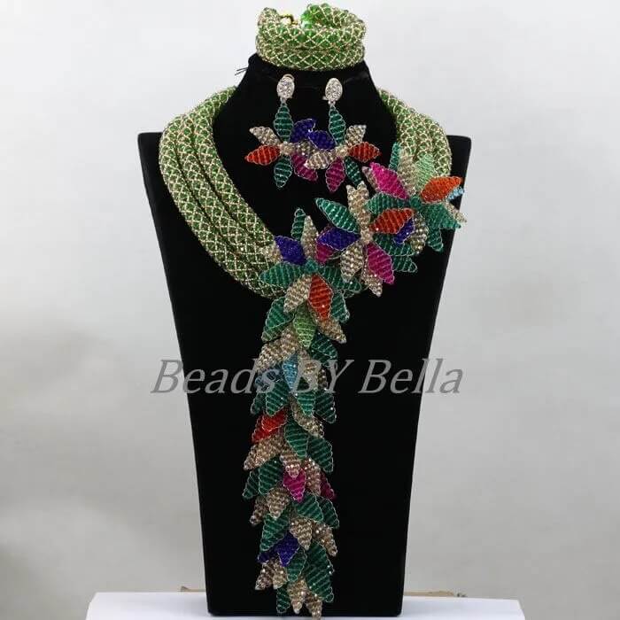 Wedding Beads Green Crystal Luxury set