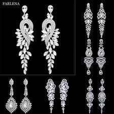 Korean Clear Crystal Rhinestones long drop Earring