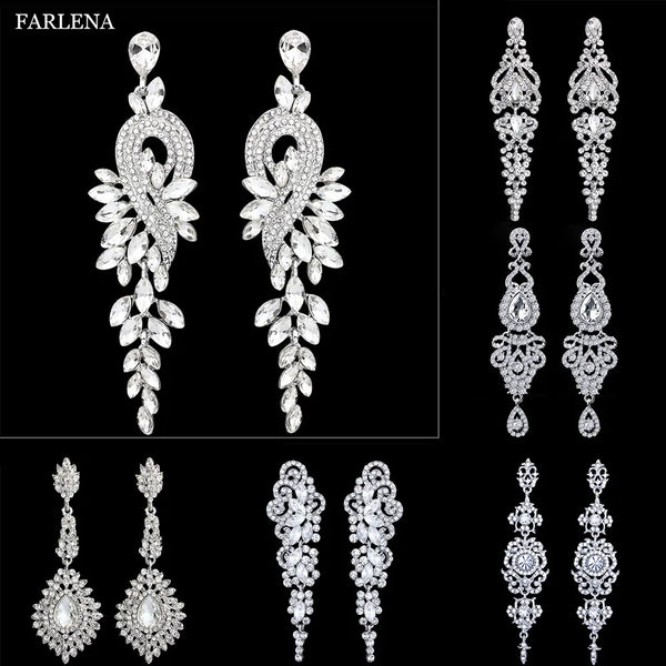 Korean Clear Crystal Rhinestones long drop Earring