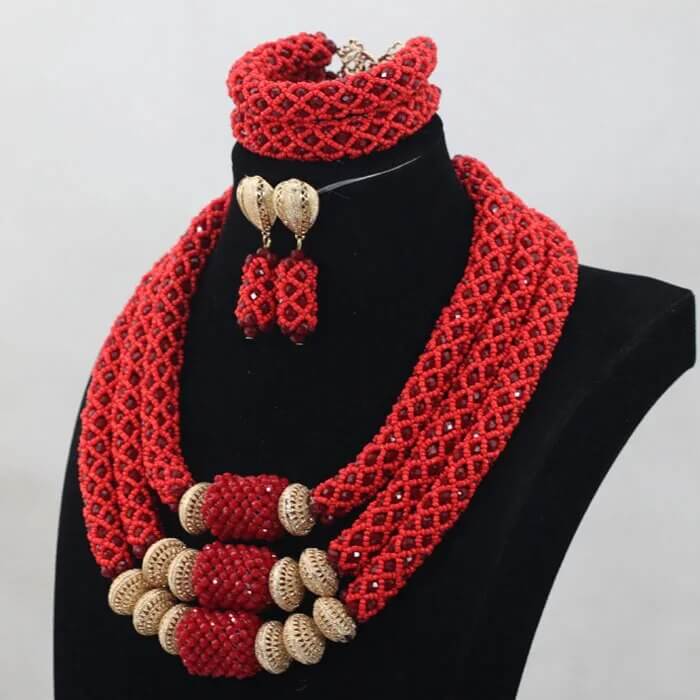 African Crystal  Beads Statement Bib Jewelry Sets