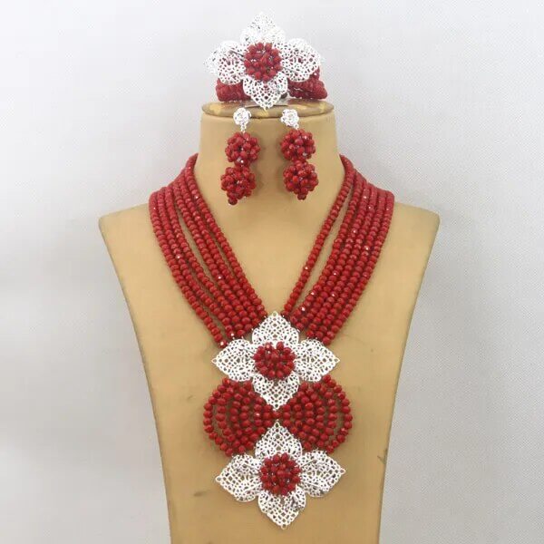 Jewelry Set Orange Nigerian Wedding beads