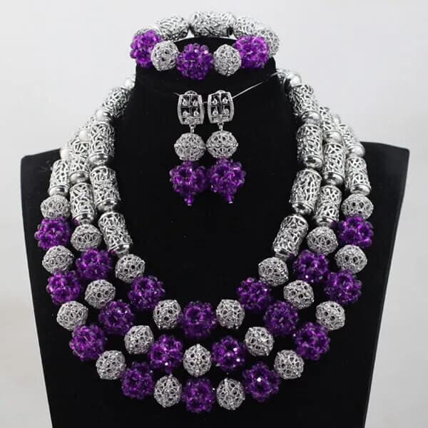 African Crystal  Beads Statement Bib Jewelry Sets