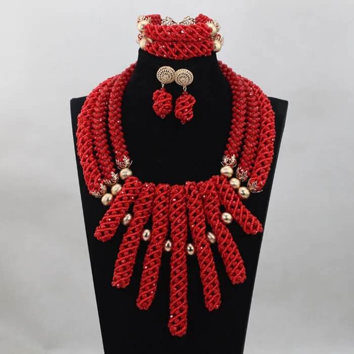 African Crystal  Beads Statement Bib Jewelry Sets