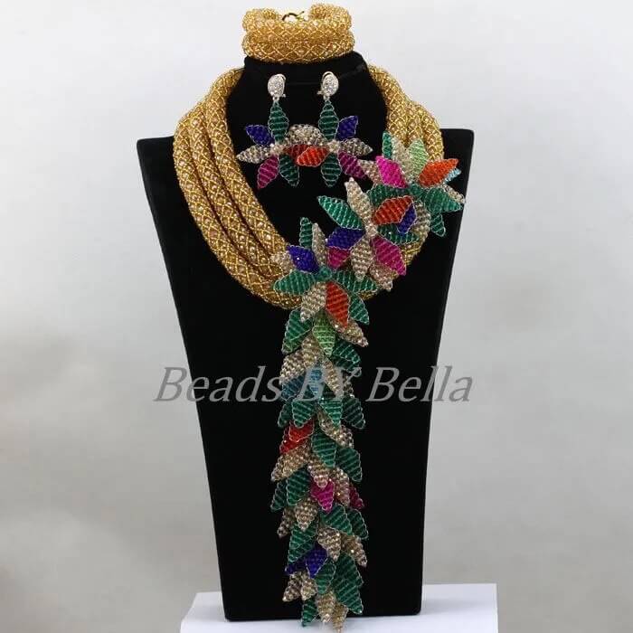 Wedding Beads Green Crystal Luxury set