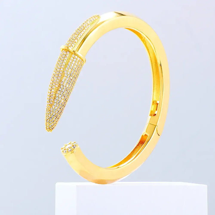 Trendy Cubic Zircon Crystal  Pencil cuff Bangle