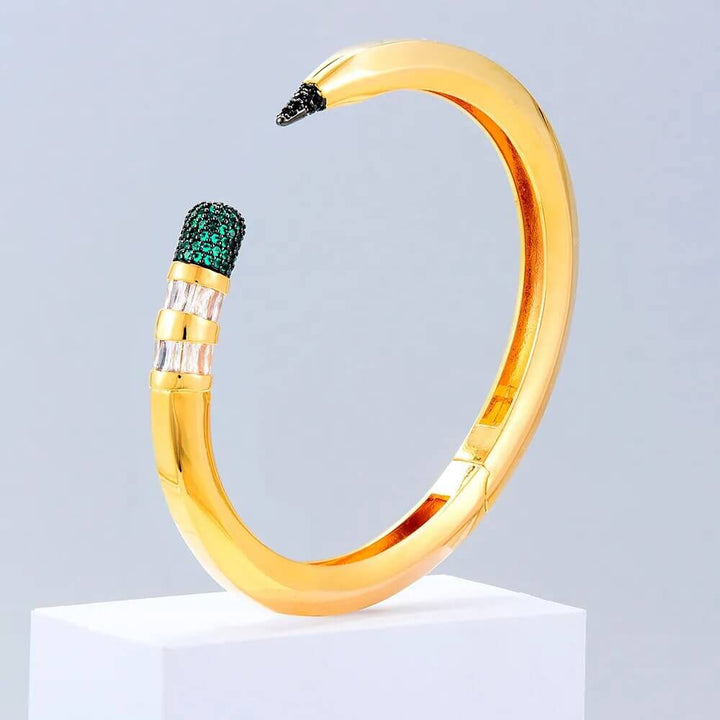 Trendy Cubic Zircon Crystal  Pencil cuff Bangle