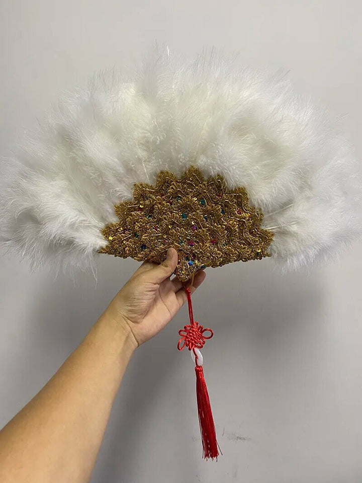 Luxurious Handmade Feather Hand Fan