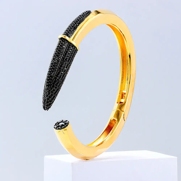 Trendy Cubic Zircon Crystal  Pencil cuff Bangle