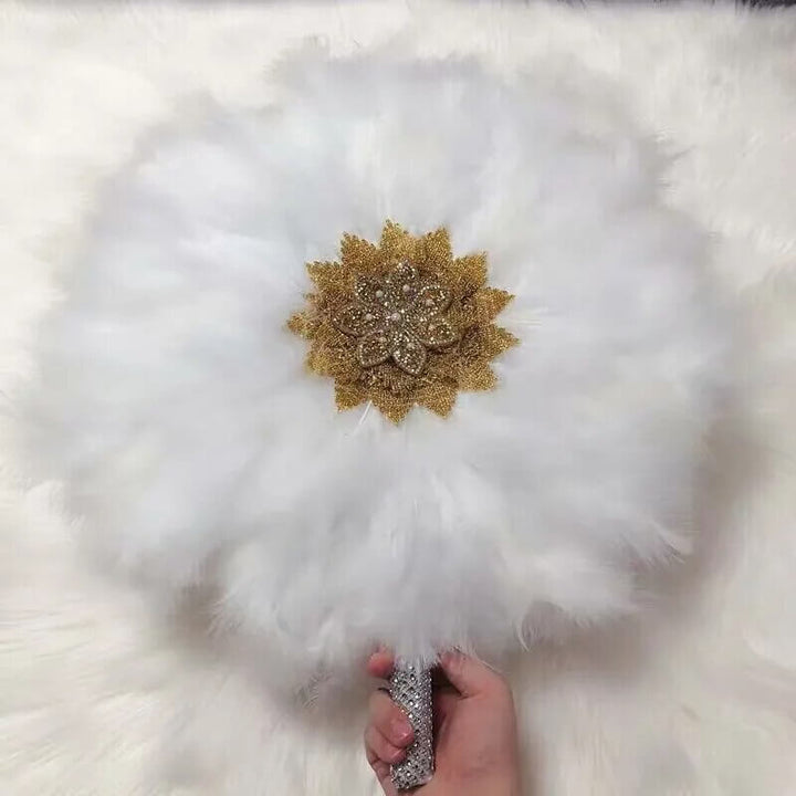 Luxurious Handmade Feather Hand Fan