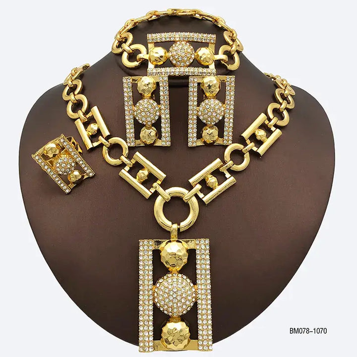 Dubai 18K Gold Plated Jewelry Set For Women Italian Design