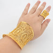 Dubai Cuff Bangle with Ring For Women 18k Gold