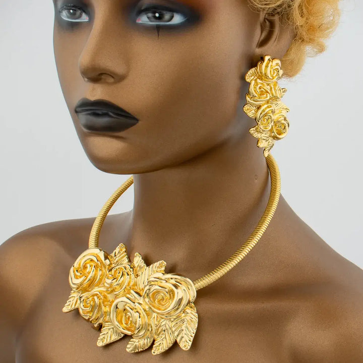 Dubai Big Flower Jewelry Set Fashionable African Necklace