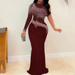 Rhinestone Sheer Luxury Patchwork Long  Dress