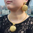 Women Necklce Earring 2 Pcs Jewelry Set Large Pendant Gold Plated Luxury Nigeria Dubai Gold Color Jewelry Sets For Women