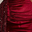 Wine Sequin Velvet Evening Dress