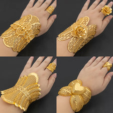 Cuff Bangles with Rings Wedding Banquet